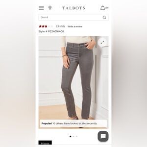 Gray Talbots Velveteen Straight Leg Pant